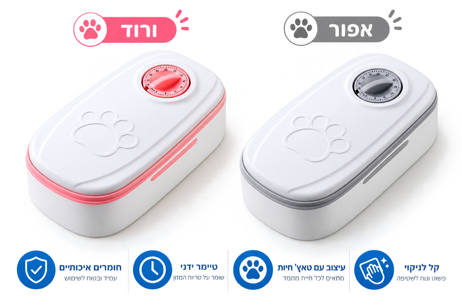 מתקן האכלה מתוזמן כפול עם טיימר לכלבים וחתולים – קערת האכלה אוטומטית